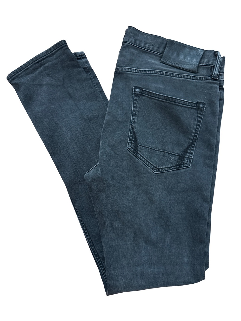 All Saints Jeans Cigarette Fit Black Stretch Men’s Size 32 Faded Destroyed